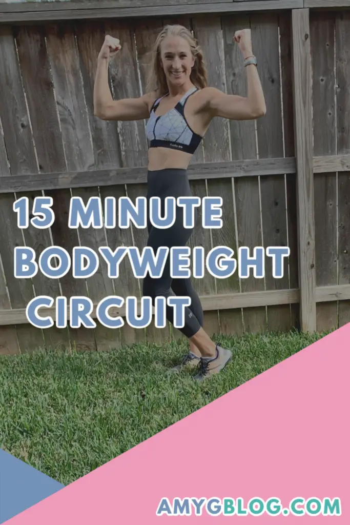 This 15 minute bodyweight circuit will leave you sweating and sore! It's a total body high intensity workout that you can complete anywhere in just 15 minute. Imagine where you would be devoting just 15 minutes to fitness a day! #bodyweightworkout #homeworkout #homefitness #freeworkout