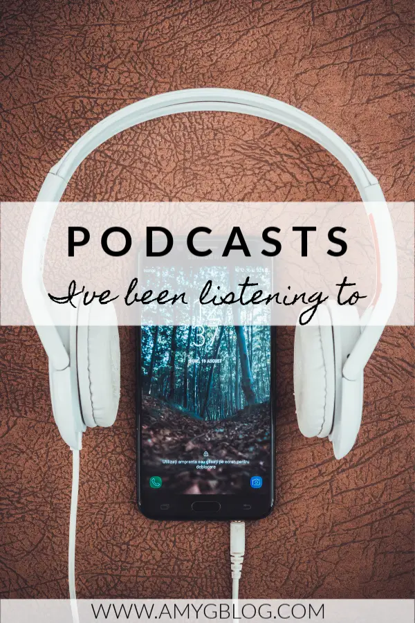 iphone with headphones and podcasts I'm listening to caption
