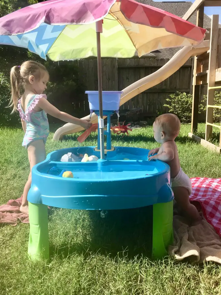 Backyard activities for toddlers - water table fun