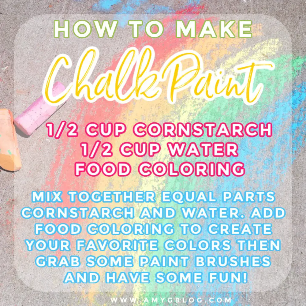 A quick and easy recipe for how to make chalk paint! A fun activity that will lead to hours of fun at home this summer. #chalkpaint #howtomakechalkpaint #summeractivitiesfortoddlers #toddlersummer #summeractivities