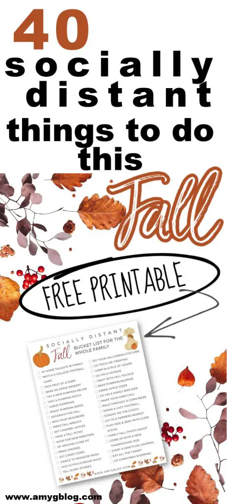 Looking to have fun this fall while staying safe? Grab your free socially distant family fall bucket list printable to check off this fall! #fallactivities #socialdistancing #fallbucketlist