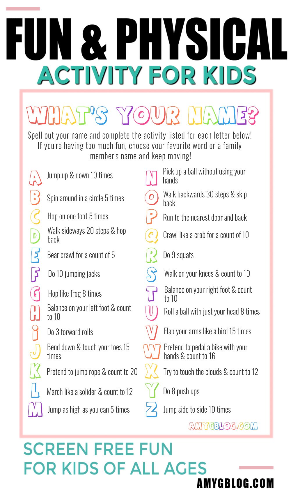 Exciting, Physical and Educational Name Games for Kids Amy's