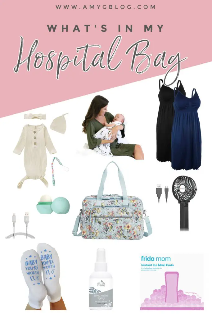 This hospital bag checklist is complete with everything you need for mom and baby to get you from labor to postpartum! #pregnancy #hospitalbagessentials #postpartum #labor #birth