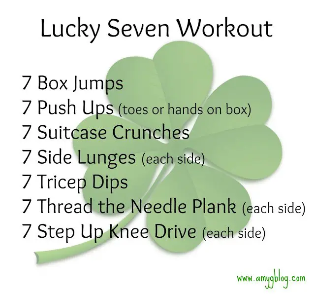 Try this Lucky Seven St. Patrick's Day workout before drinking some green beer and doing an Irish jig! #stpatricksday #stpattydayworkout #themedworkout #boxworkout #stepworkout