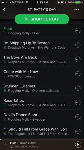 St. Patrick's day workouts playlist