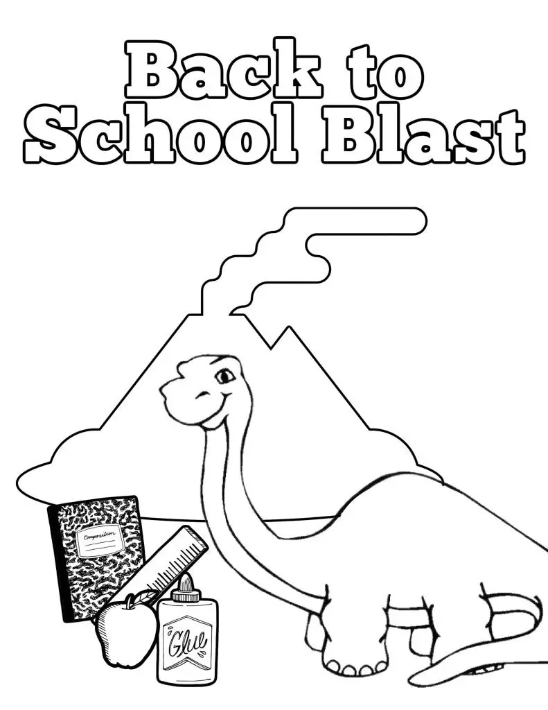 Dinosaur Back to School Blast Coloring Page