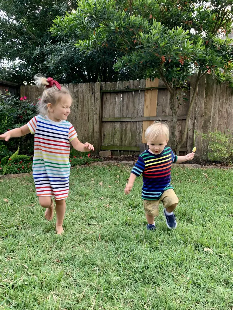 Kids running outside
