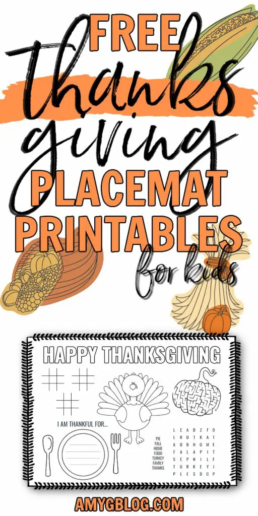Download your free Thanksgiving printable placemat! Perfect for Thanksgiving day or as an activity leading up to the feast. #thanksgivingprintable #thanksgivingactivity #thanksgivingactivitiesforkids